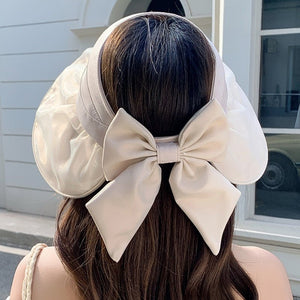 Hat for women summer small fresh sweet mesh empty top hat new outdoor travel bow sun hat - Negative Apparel