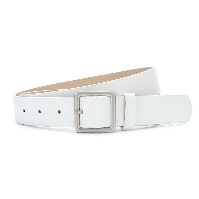 Korean style trendy square Japanese buckle belt women simple fashion all - match matte texture pu belt - Negative Apparel