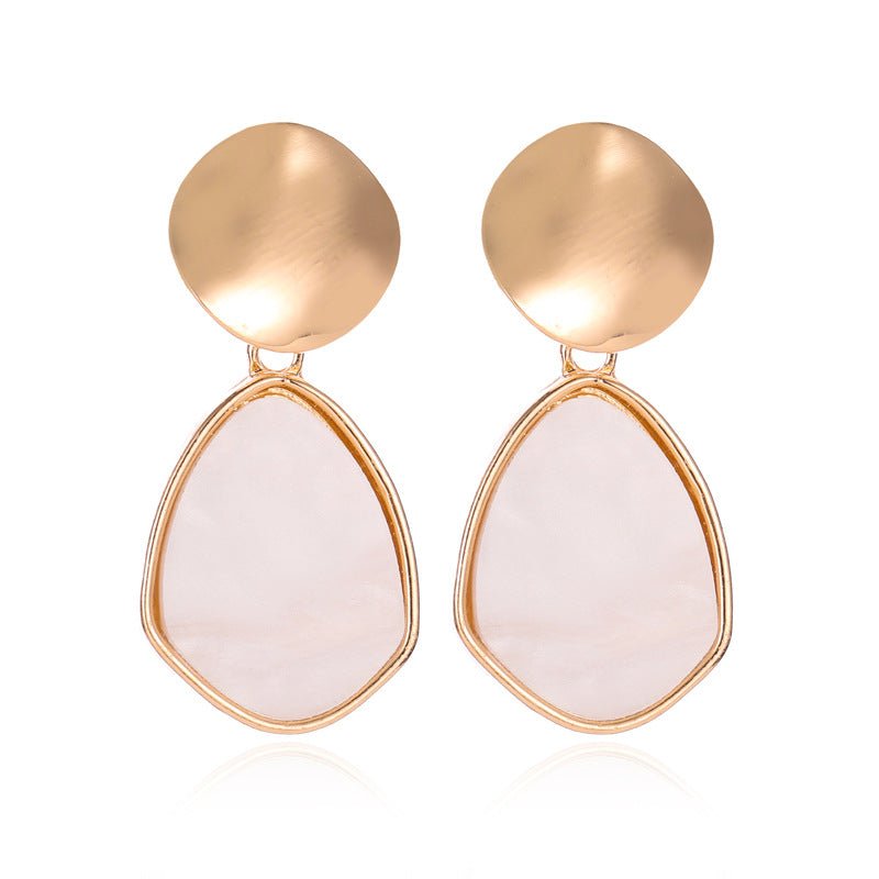 Korean version of small fresh earrings simple geometric heart earrings personality hollow disc alloy pendant girl heart earrings - Negative Apparel