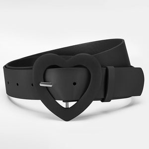 Lengthened love buckle belt for women to decorate dress, new summer style, versatile and fashionable, Korean peach heart ins style belt - Negative Apparel