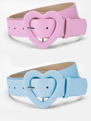 Lengthened love buckle belt for women to decorate dress, new summer style, versatile and fashionable, Korean peach heart ins style belt - Negative Apparel