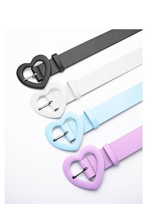 Lengthened love buckle belt for women to decorate dress, new summer style, versatile and fashionable, Korean peach heart ins style belt - Negative Apparel