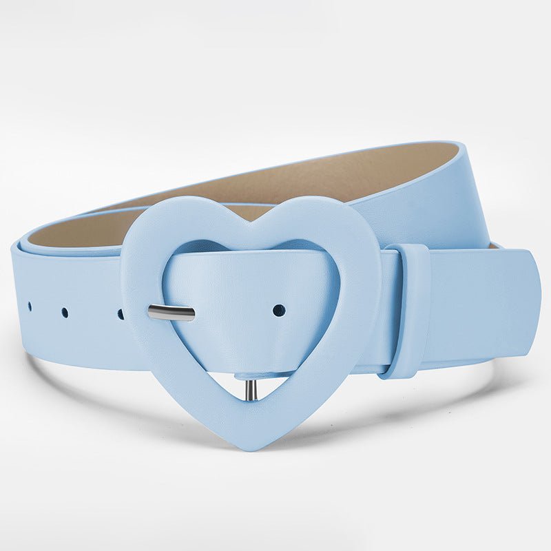 Lengthened love buckle belt for women to decorate dress, new summer style, versatile and fashionable, Korean peach heart ins style belt - Negative Apparel