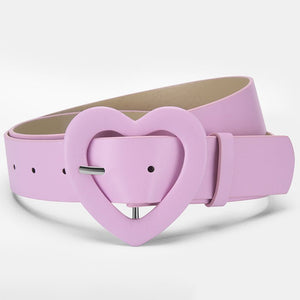 Lengthened love buckle belt for women to decorate dress, new summer style, versatile and fashionable, Korean peach heart ins style belt - Negative Apparel