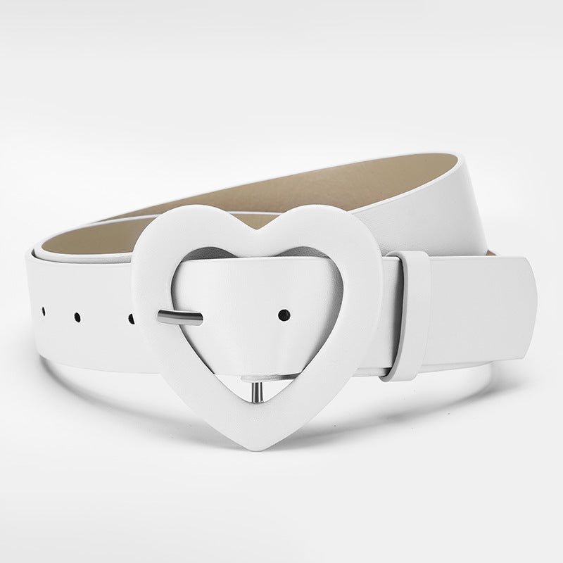 Lengthened love buckle belt for women to decorate dress, new summer style, versatile and fashionable, Korean peach heart ins style belt - Negative Apparel