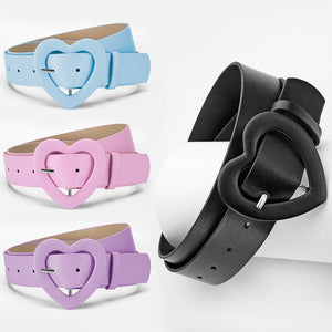 Lengthened love buckle belt for women to decorate dress, new summer style, versatile and fashionable, Korean peach heart ins style belt - Negative Apparel