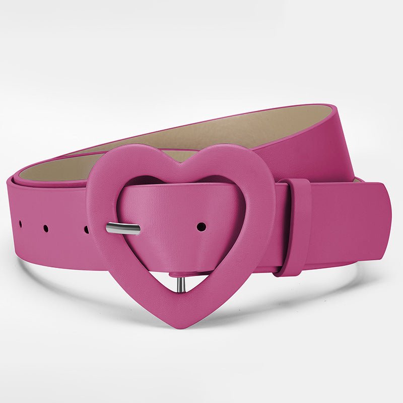 Lengthened love buckle belt for women to decorate dress, new summer style, versatile and fashionable, Korean peach heart ins style belt - Negative Apparel