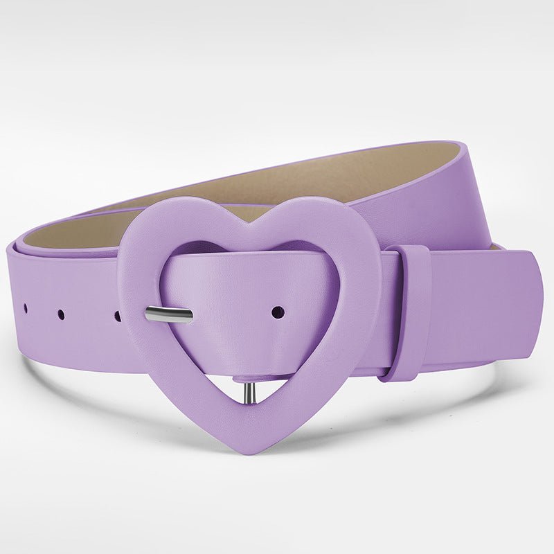 Lengthened love buckle belt for women to decorate dress, new summer style, versatile and fashionable, Korean peach heart ins style belt - Negative Apparel