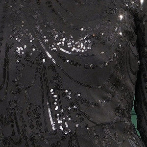 Long - sleeved temperament round neck sxy slim long sequined banquet evening dress bridesmaid dress - Negative Apparel