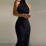 Modified high collar sleeveless slim dress - Negative Apparel