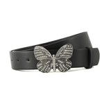 New fashion rhinestone inlaid women's belt butterfly buckle dress fashionable and versatile personality belt - Negative Apparel