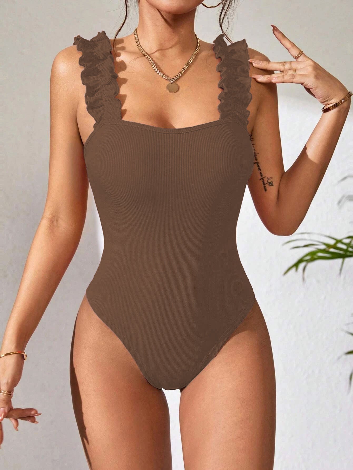 New knitted suspender vest top solid color sexy inside and outside sleeveless onesie - Negative Apparel