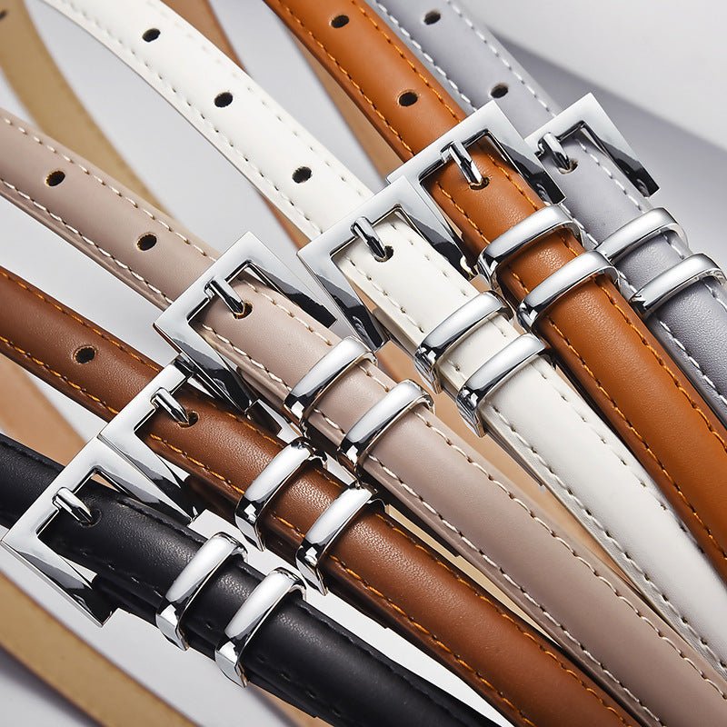 New retro silver buckle belt for women, slimming belt for jeans, fashionable and versatile suit leather belt wholesale - Negative Apparel