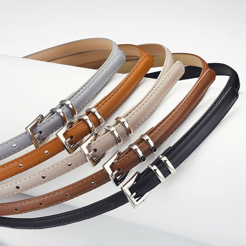 New retro silver buckle belt for women, slimming belt for jeans, fashionable and versatile suit leather belt wholesale - Negative Apparel