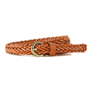 New style braided punch - free pin buckle retro casual thin belt waist rope decoration dress shirt belt - Negative Apparel