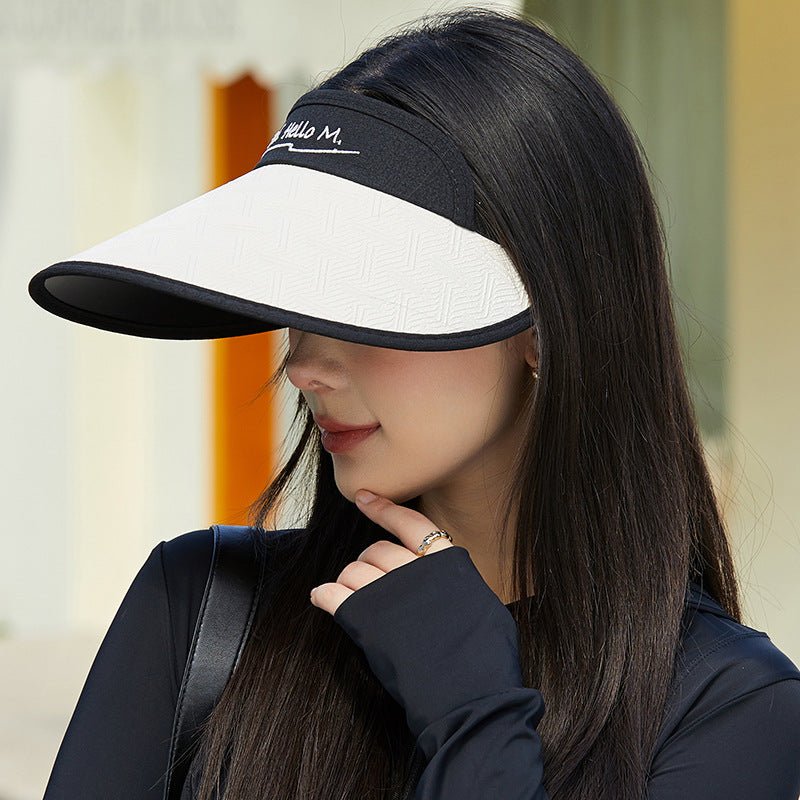 New style women's sun hat with letters sun protection hollow top hat outdoor travel sports hat spot wholesale and dispatch - Negative Apparel