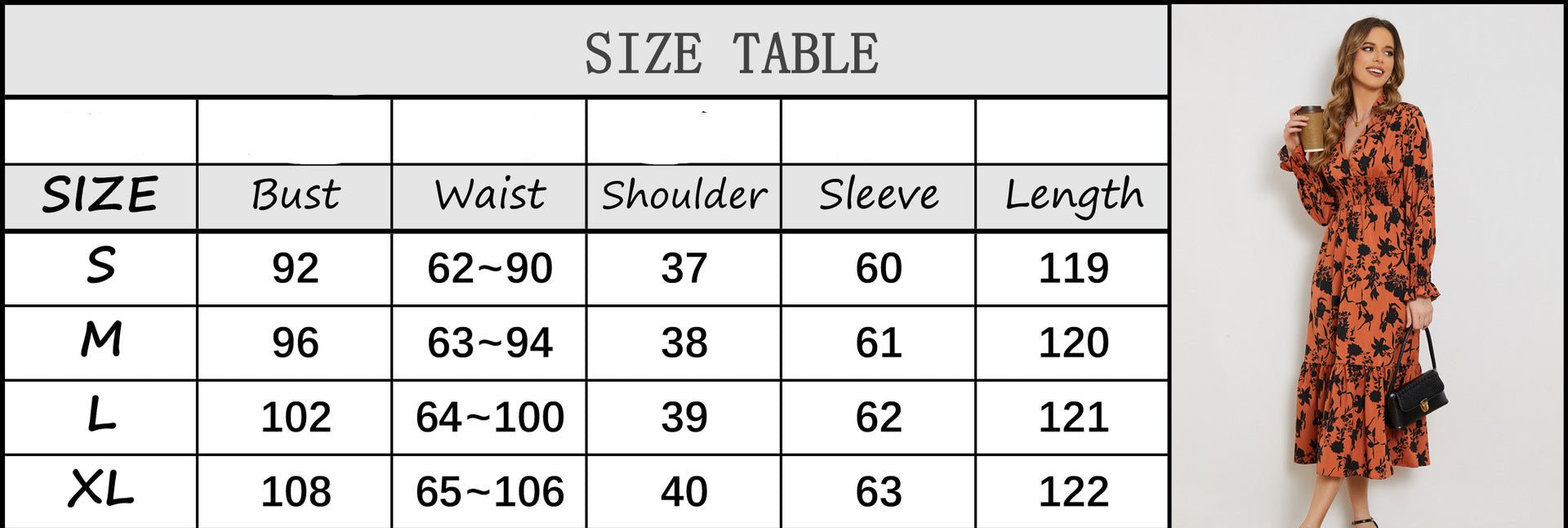 New V - neck long - sleeved high - waist floral dress for women - Negative Apparel
