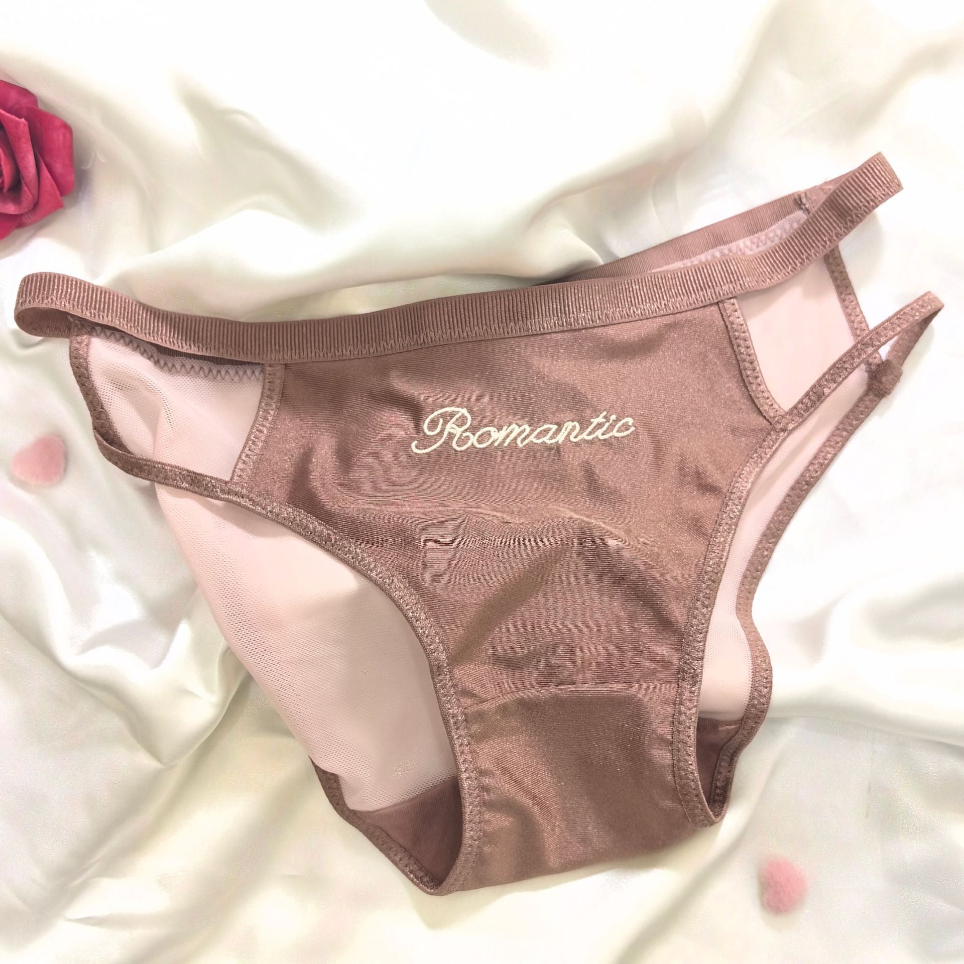 Noble and elegant embroidery craft ice silk splicing mesh thin belt underwear for women - Negative Apparel