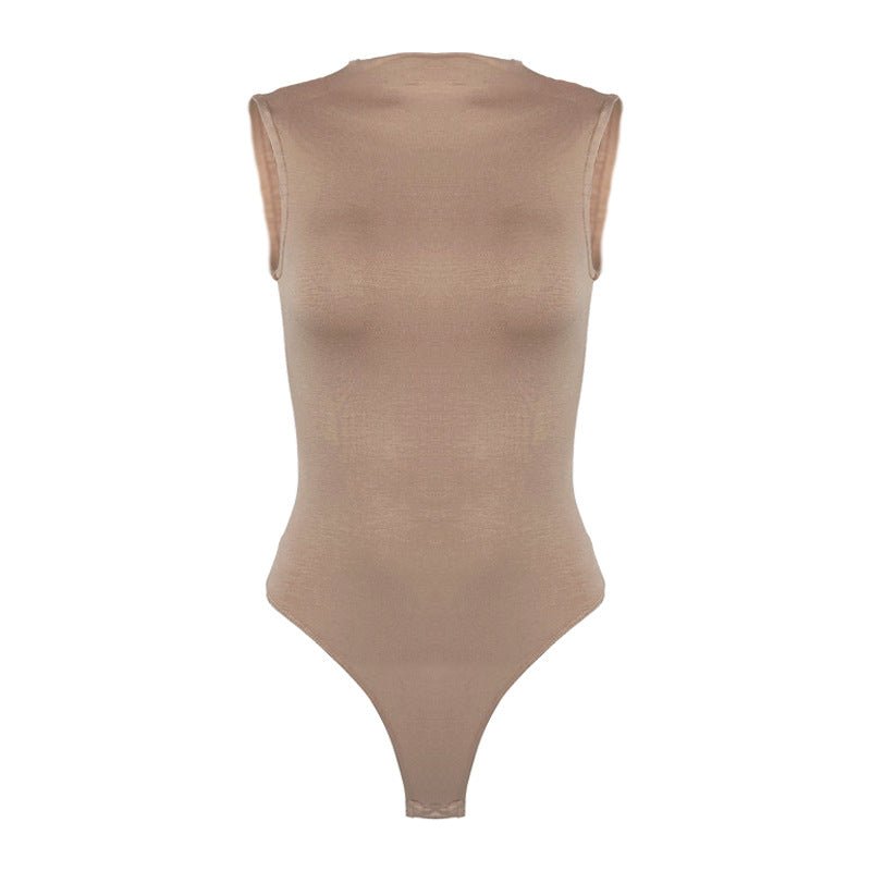 One - piece cotton T-shirt slim sleeveless half - high collar bodysuit - Negative Apparel