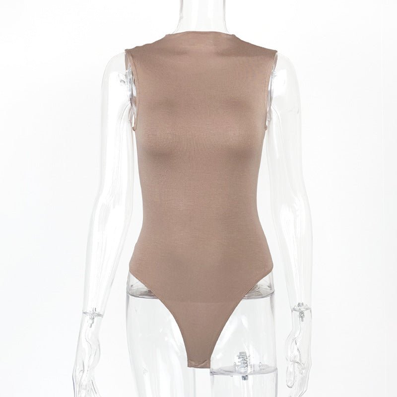 One - piece cotton T-shirt slim sleeveless half - high collar bodysuit - Negative Apparel