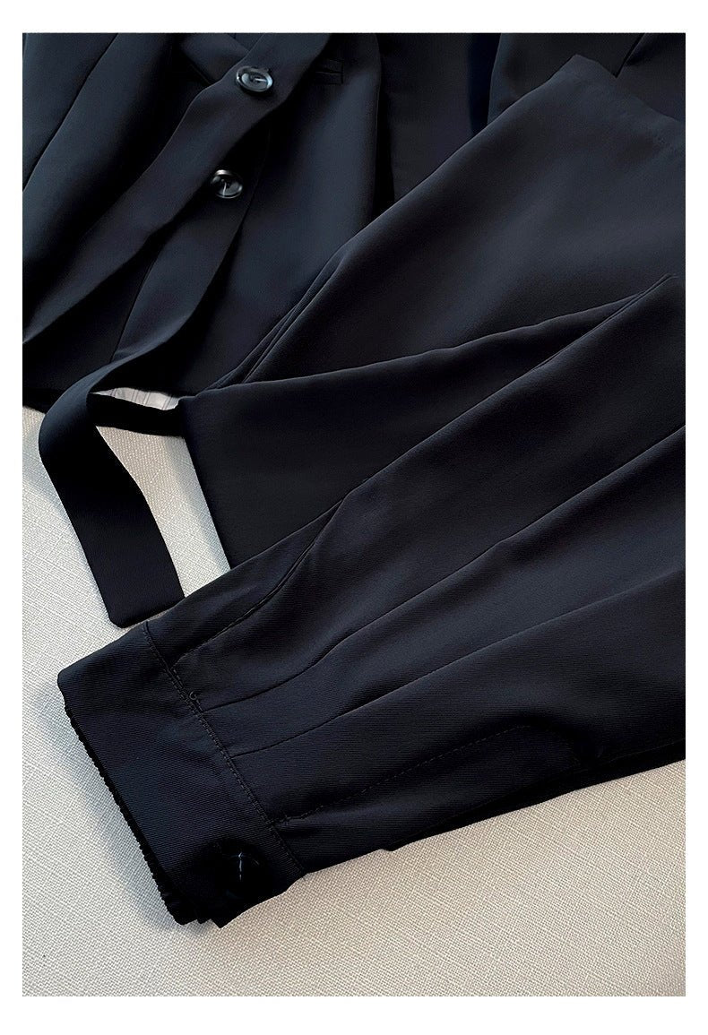 Pink high - end suit for women 2025 spring new design wide - leg pants two - piece suit - Negative Apparel