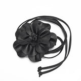 pu leather big flower waist rope bohemian style dress decorative belt tie bow long tie - Negative Apparel