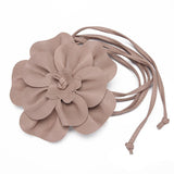 pu leather big flower waist rope bohemian style dress decorative belt tie bow long tie - Negative Apparel