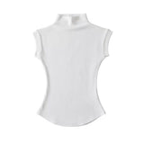 Pure desire style small high collar white short - sleeved T-shirt female summer cami top - Negative Apparel