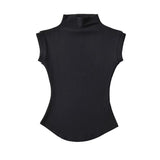 Pure desire style small high collar white short - sleeved T-shirt female summer cami top - Negative Apparel