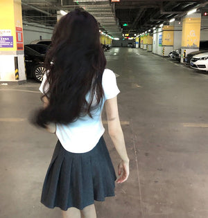 Pure desire style V - neck short - sleeved T-shirt for women in summer 2025 new slim fit hot girl short irregular bottoming top - Negative Apparel