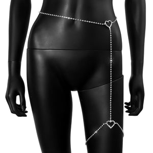 Rhinestone heart leg chain - Negative Apparel
