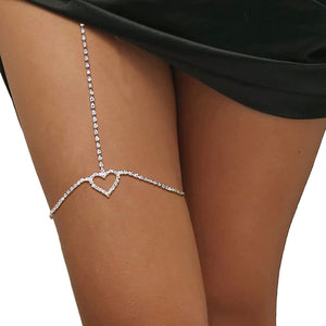 Rhinestone heart leg chain - Negative Apparel