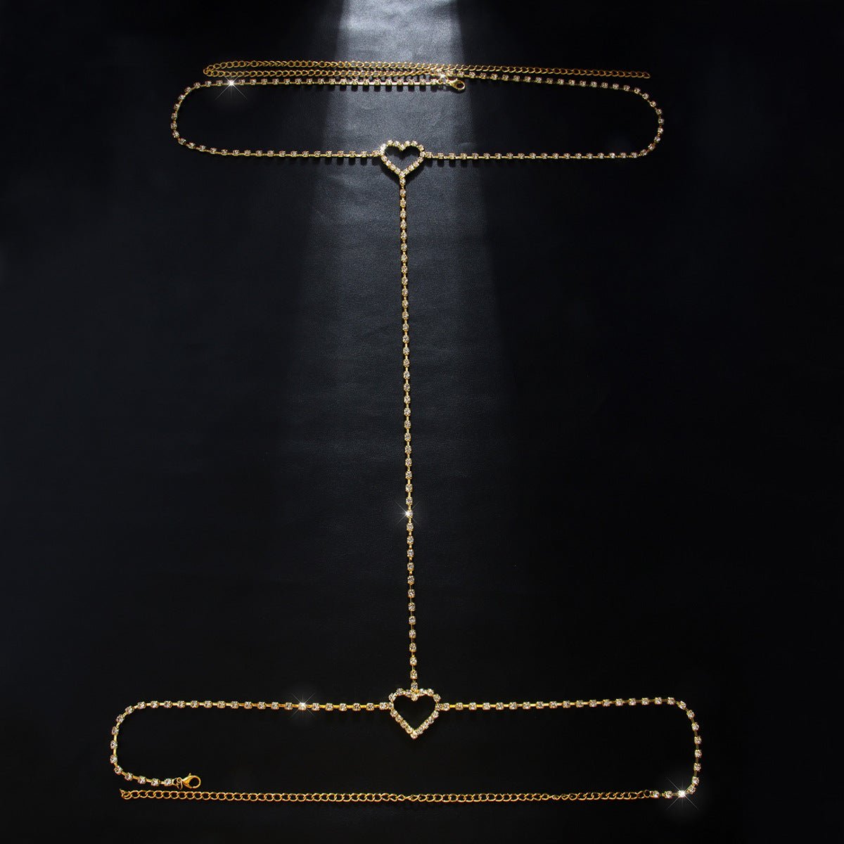 Rhinestone heart leg chain - Negative Apparel