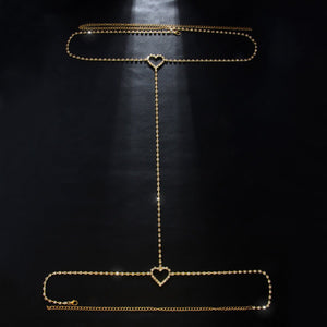 Rhinestone heart leg chain - Negative Apparel