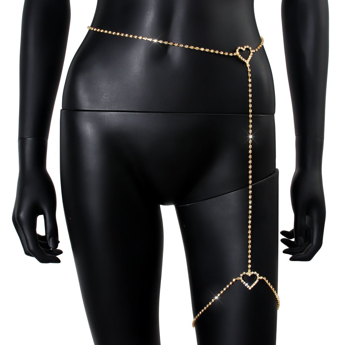 Rhinestone heart leg chain - Negative Apparel