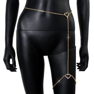 Rhinestone heart leg chain - Negative Apparel