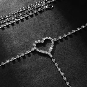 Rhinestone heart leg chain - Negative Apparel