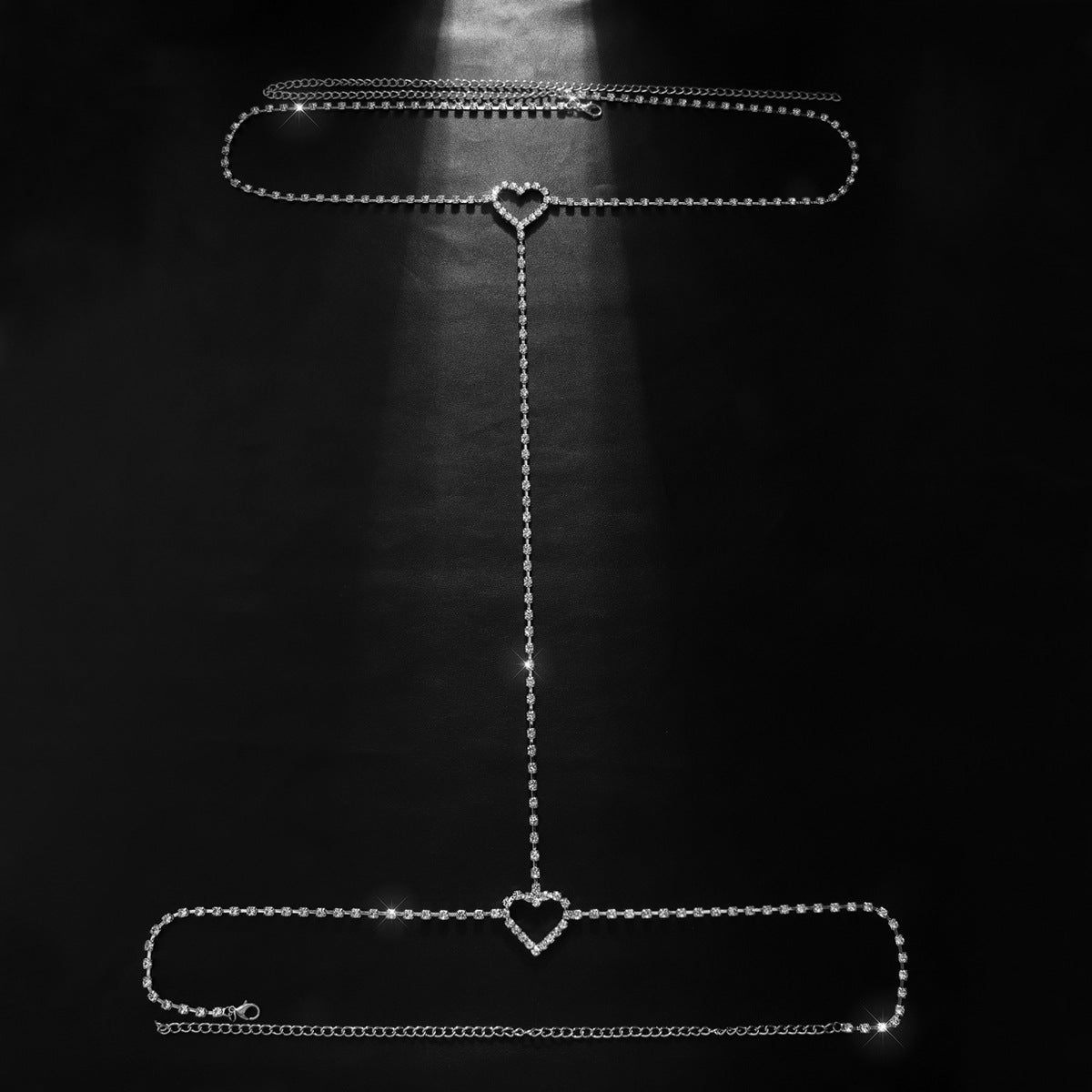 Rhinestone heart leg chain - Negative Apparel