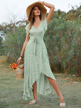Self - designed V - neck Bohemian holiday style slim lace dress - Negative Apparel