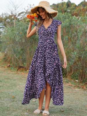Self - designed V - neck Bohemian holiday style slim lace dress - Negative Apparel