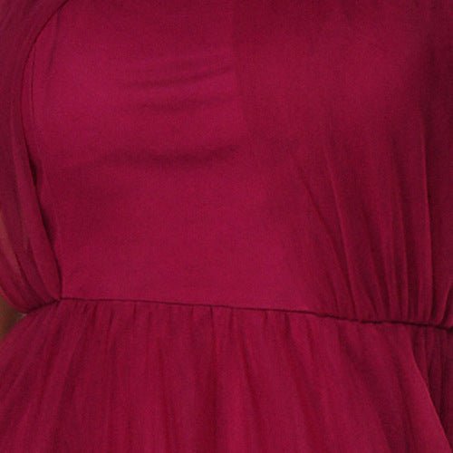 Sleeveless round neck off - shoulder beach vacation long Bohemian style swing dress - Negative Apparel
