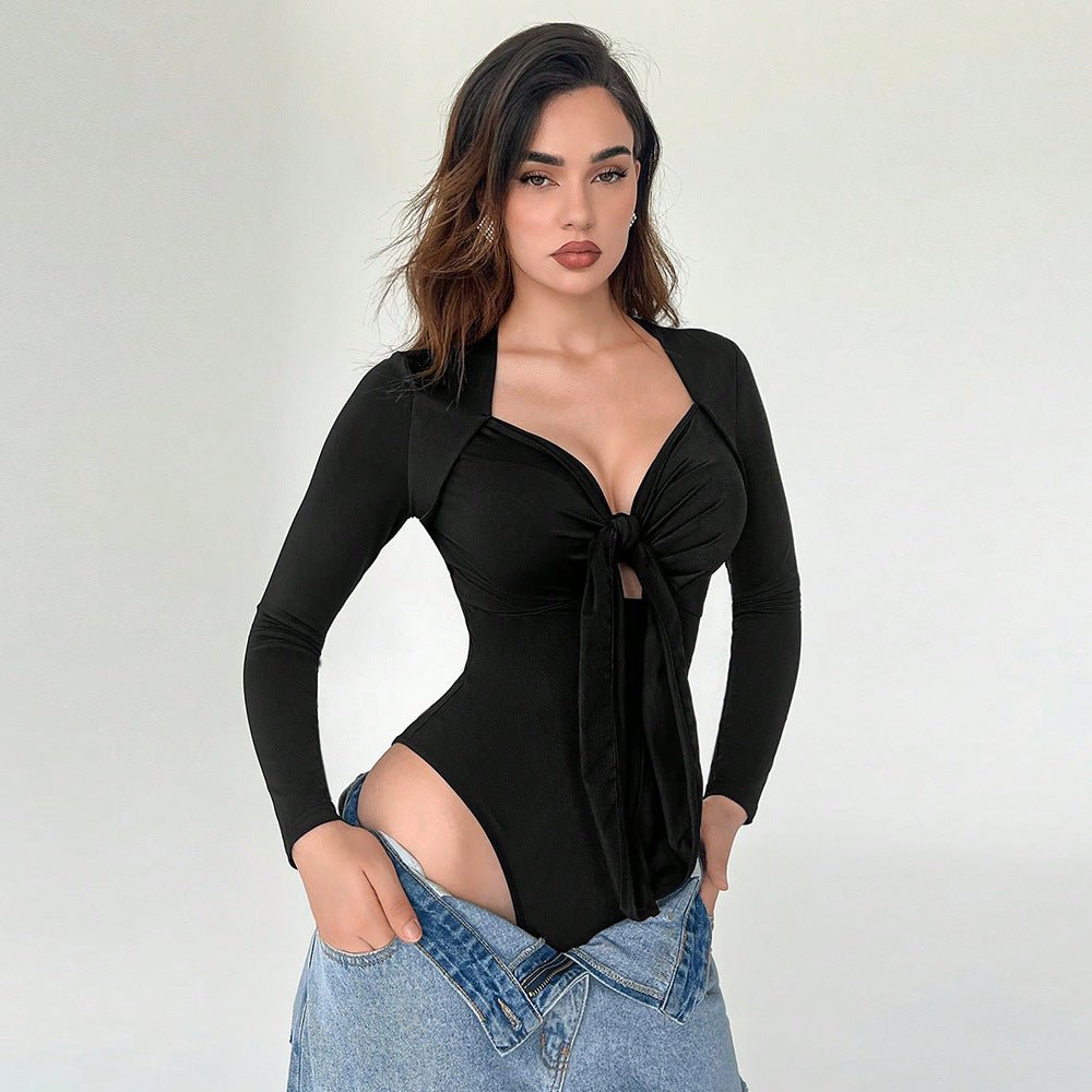 Slim long - sleeved t-shirt design sense niche top onesie - Negative Apparel