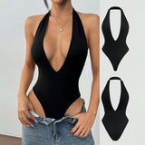 Women's clothing sexy neck jumpsuit spring and summer new Spice Girl backless tapered three - point pants - Negative Apparel