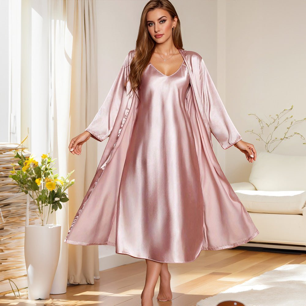 women's loose robe suspender nightdress bathrobe homewear pajamas fashion nightgown set WP22108 - Negative Apparel